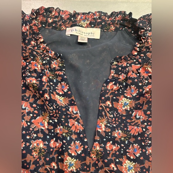 Philosophy Women’s Size 1X V-Neck Long Sleeve Floral Print Woven Top/ Blouse - Picture 14 of 15
